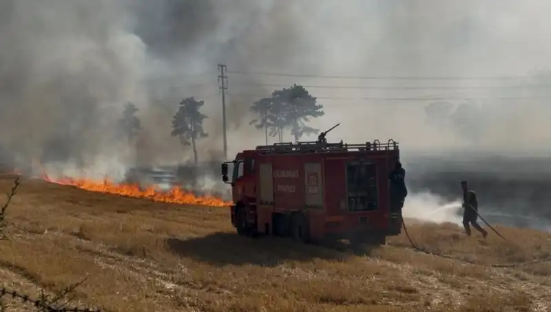 Kırklareli'nde Kontrol Altına Alınamayan Korkutucu Anız Yangını