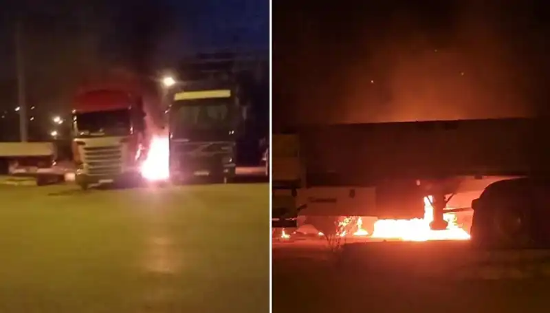 Park Halindeki Tırlara Yıldırım Hızıyla Gelen Ateş: Kimse Beklemiyordu!