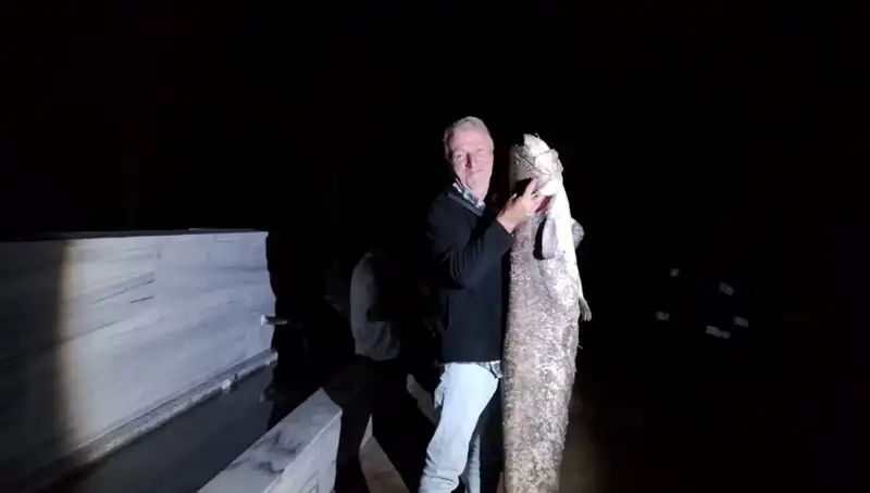 Barajda Avlanan dev balık, 40 kilo ağırlığıyla dikkat çekti!